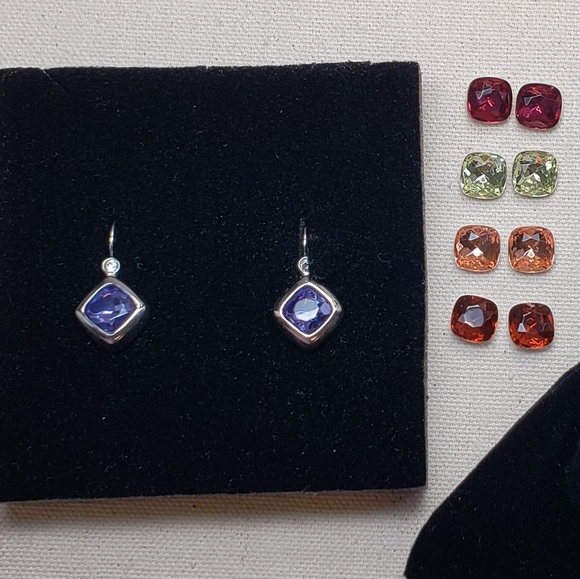 Joan Rivers Interchangeable Leverback Earrings- 5 sets of gems - Picture 1 of 4